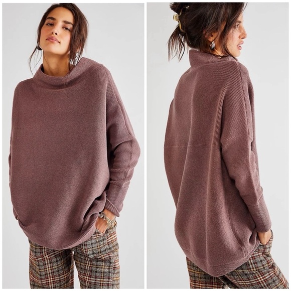 Free People Ottoman Slouchy Oversized Tunic Sweater Dress Sz Small Nutmeg Brown - Picture 10 of 11